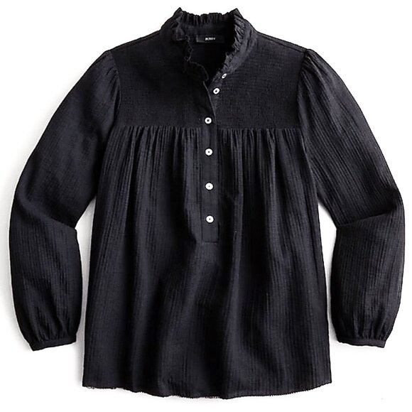 J. Crew Tops - NWT J.Crew Long Sleeve Soft Gauze Garden Top - Black | XS